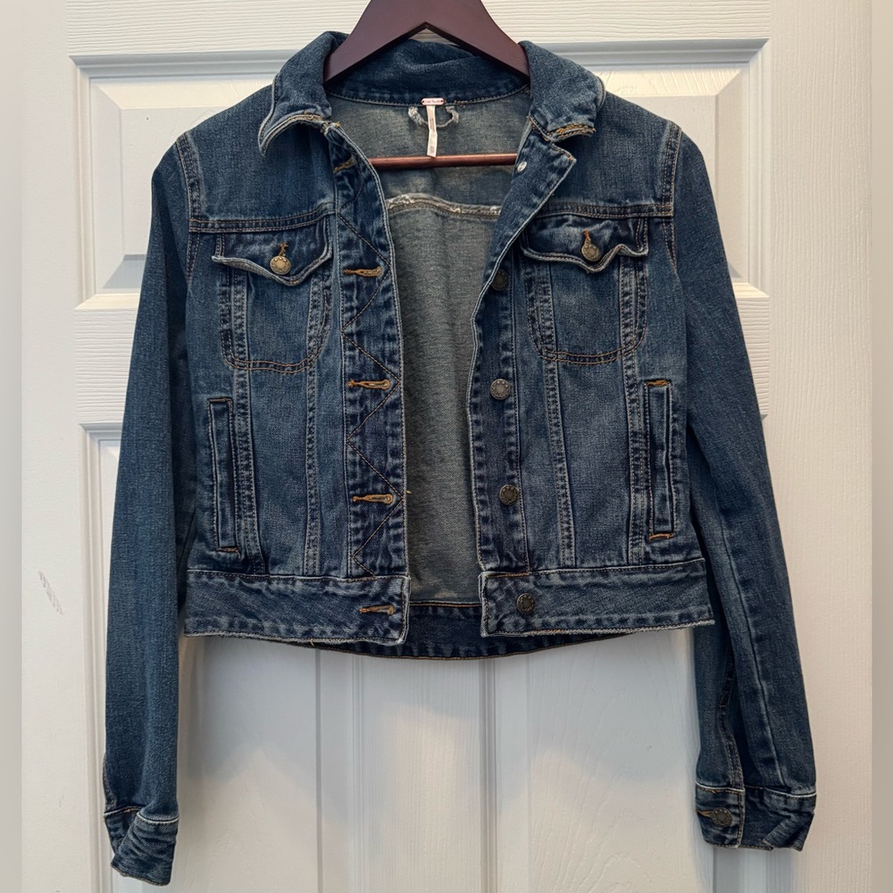 Free People Dark Blue Jean Jacket